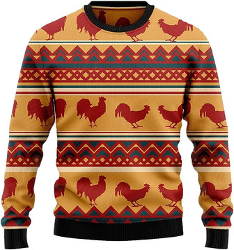 Funny Chicken Xmas Christmas Sweaters for Women - Mens Sweater Winter Holiday Crew Neck Shirt44 - Thegiftio UK