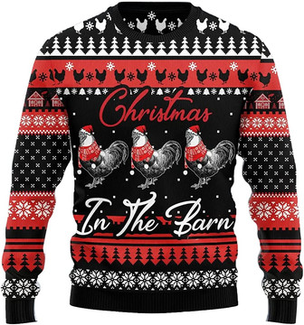 Funny Chicken Xmas Christmas Sweaters for Women - Mens Sweater Winter Holiday Crew Neck Shirt44 Chicken01 - Thegiftio UK