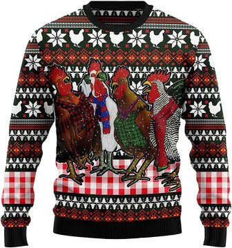 Funny Chicken Xmas Christmas Sweaters for Women - Mens Sweater Winter Holiday Crew Neck Shirt44 Chicken06 - Thegiftio UK