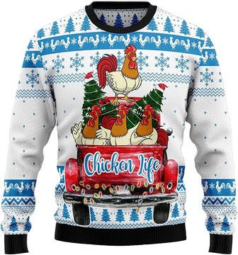 Funny Chicken Xmas Christmas Sweaters for Women - Mens Sweater Winter Holiday Crew Neck Shirt44 Chicken09 - Thegiftio UK