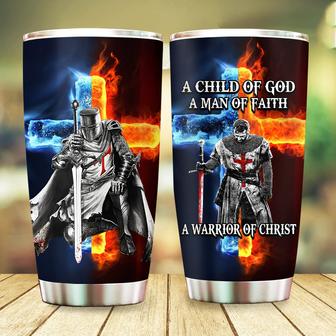 A Child of God a Man of Faith a Warrior of Chirst Jesus Tumbler-Christian Gift For Birthday, Christmas Gifts for Dad Father Grandpa, 20oz Stainless Steel Tumbler Cup with Lid Cold & Hot Water Coffee - Thegiftio UK