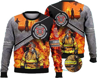 Cool Firefighter Christmas Sweaters for Women - Mens Sweater Winter Holiday Crew Neck Shirt22 Firefighter04 - Thegiftio UK