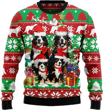 Cute Dog Lovers Christmas Sweaters for Women - Mens Sweater Winter Holiday Crew Neck Shirt14 Bernese01 - Thegiftio UK