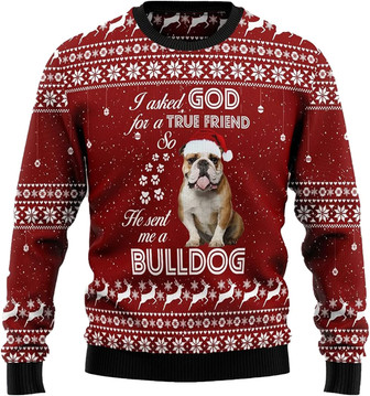 Cute Dog Lovers Christmas Sweaters for Women - Mens Sweater Winter Holiday Crew Neck Shirt14 Bulldog03 - Thegiftio UK