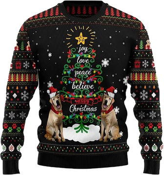 Cute Dog Lovers Christmas Sweaters for Women - Mens Sweater Winter Holiday Crew Neck Shirt14 Labrador12 - Thegiftio UK