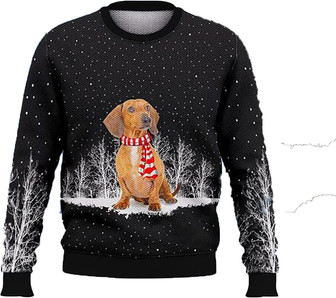 Cute Dog Loyal Pet Christmas Sweaters for Women - Mens Sweater Winter Holiday Crew Neck Shirt20 Dachshund08 - Thegiftio UK