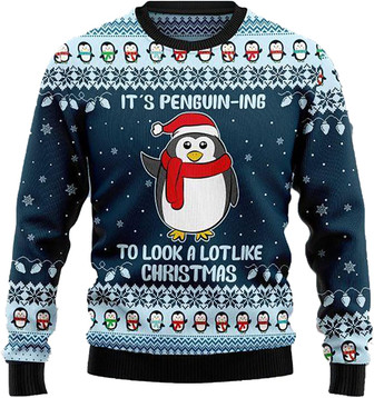 Cute Penguin Christmas Sweaters for Women - Mens Sweater Winter Holiday Crew Neck Shirt11 Penguin01 - Thegiftio UK
