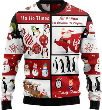 Cute Penguin Christmas Sweaters for Women - Mens Sweater Winter Holiday Crew Neck Shirt11 Penguin02 - Thegiftio UK