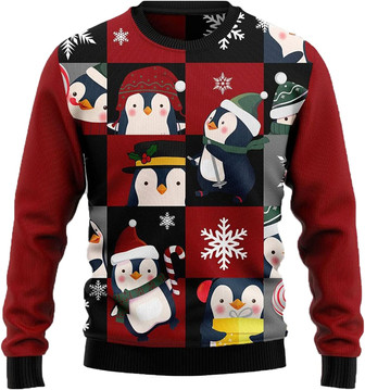 Cute Penguin Christmas Sweaters for Women - Mens Sweater Winter Holiday Crew Neck Shirt11 Penguin03 - Thegiftio UK