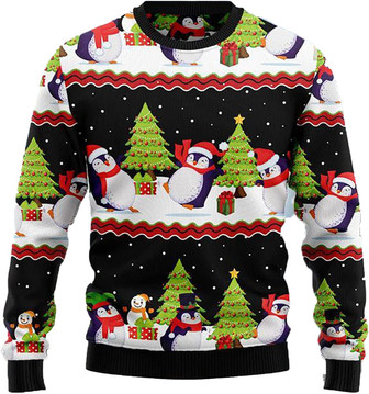 Cute Penguin Christmas Sweaters for Women - Mens Sweater Winter Holiday Crew Neck Shirt11 Penguin04 - Thegiftio UK