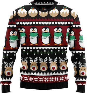 Cute Penguin Christmas Sweaters for Women - Mens Sweater Winter Holiday Crew Neck Shirt11 Penguin08 - Thegiftio UK