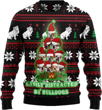 Cute Pet Christmas Sweaters for Women - Mens Sweater Winter Holiday Crew Neck Shirt02 Bulldog01 - Thegiftio UK