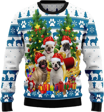 Cute Pet Christmas Sweaters for Women - Mens Sweater Winter Holiday Crew Neck Shirt02 Bulldog05 - Thegiftio UK