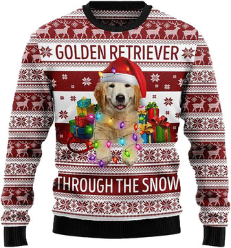 Cute Pet Christmas Sweaters for Women - Mens Sweater Winter Holiday Crew Neck Shirt02 Golden07 - Thegiftio UK