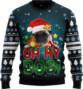Cute Pet Christmas Sweaters for Women - Mens Sweater Winter Holiday Crew Neck Shirt02 Pug11 - Thegiftio UK