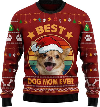 Cute Pet Christmas Sweaters for Women - Mens Sweater Winter Holiday Crew Neck Shirt04 Chihuahua03 - Thegiftio UK