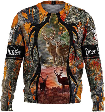 Deer Hunting Christmas Sweaters for Women - Mens Sweater Winter Holiday Crew Neck Shirt26 Deer03 - Thegiftio UK