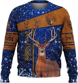 Deer Hunting Christmas Sweaters for Women - Mens Sweater Winter Holiday Crew Neck Shirt26 Deer06 - Thegiftio UK