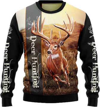 Deer Hunting Christmas Sweaters for Women - Mens Sweater Winter Holiday Crew Neck Shirt26 Deer07 - Thegiftio UK