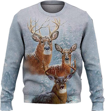 Deer Hunting Christmas Sweaters for Women - Mens Sweater Winter Holiday Crew Neck Shirt26 Deer10 - Thegiftio UK