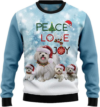 Funny Dog Christmas Sweaters for Women - Mens Sweater Winter Holiday Crew Neck Shirt41 Maltese05 - Thegiftio UK