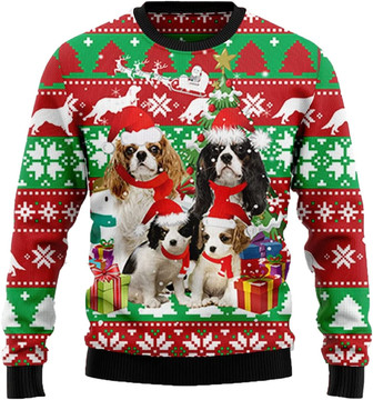 Dogs Family Christmas Sweaters for Women - Mens Sweater Winter Holiday Crew Neck Shirt16 Cavaliver03 - Thegiftio UK
