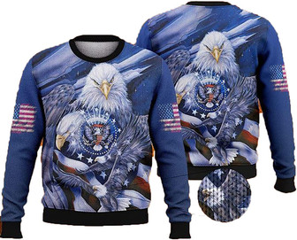 Eagle American Christmas Sweaters for Women - Mens Sweater Winter Holiday Crew Neck Shirt25 Eagle02 - Thegiftio UK