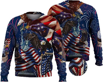 Eagle American Christmas Sweaters for Women - Mens Sweater Winter Holiday Crew Neck Shirt25 Eagle03 - Thegiftio UK