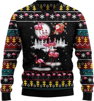 Funny Flamingo Xmas Christmas Sweaters for Women - Mens Sweater Winter Holiday Crew Neck Shirt45 Flam12 - Thegiftio UK