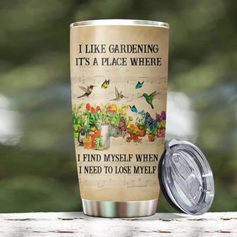 Gardening Tumbler, I Like Gardening It’s A Place Where I Find Myself Tumbler, Gardener Gift For Women, Birthday Gifts For Women 20oz Stainless Steel with Lid Cold & Hot Water Coffee - Thegiftio UK