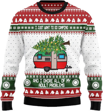 Go Camping Christmas Sweaters for Women - Mens Sweater Winter Holiday Crew Neck Shirt15 Camping05 - Thegiftio UK