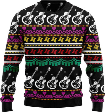 Guitar Intrument Christmas Sweaters for Women - Mens Sweater Winter Holiday Crew Neck Shirt05 Guitar04 - Thegiftio UK