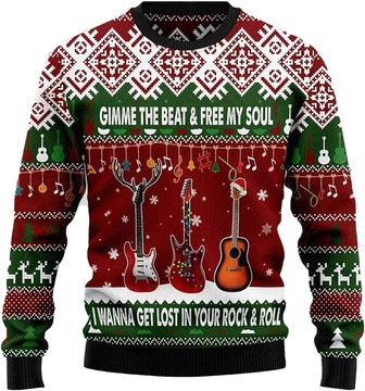 Guitar Intrument Christmas Sweaters for Women - Mens Sweater Winter Holiday Crew Neck Shirt05 Guitar05 - Thegiftio UK