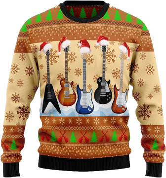 Guitar Intrument Christmas Sweaters for Women - Mens Sweater Winter Holiday Crew Neck Shirt05 Guitar09 - Thegiftio UK