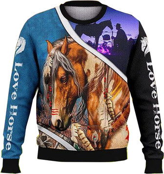 Horse Racing Lovers Christmas Sweaters for Women - Mens Sweater Winter Holiday Crew Neck Shirt28 Horse03 - Thegiftio UK