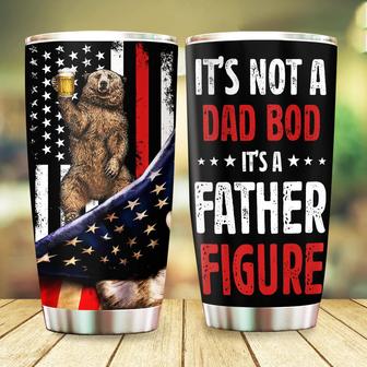 It's Not A Dad Bod Tumbler, Dad Bear Tumbler American Flag Gifts For Dad Husband From Wife on Christmas Birthday Fathers Day 20oz Stainless Steel Tumbler Cup with Lid Cold & Hot Water Coffee - Thegiftio UK