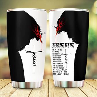 Jesus is My God My King My Lord Tumbler Jesus Is My Savior - Christian Gift For Birthday, Christmas Gifts for Mom Dad Mama Papa, 20oz Stainless Steel Tumbler Cup with Lid Cold & Hot Water Coffee - Thegiftio UK