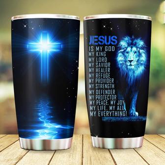 Jesus is My God My King My Lord Tumbler Jesus Is My Savior - Christian Gift For Birthday, Christmas Gifts for Mom Dad Mama Papa, 20oz Stainless Steel Tumbler Cup with Lid Cold & Hot Water Coffee Color 3 - Thegiftio UK