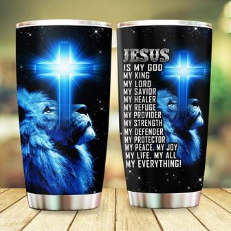 Jesus is My God My King My Lord Tumbler Jesus Is My Savior - Christian Gift For Birthday, Christmas Gifts for Mom Dad Mama Papa, 20oz Stainless Steel Tumbler Cup with Lid Cold & Hot Water Coffee Color 4 - Thegiftio UK