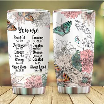 Jesus Tumbler You Are Tumbler Butterfly Flower Pattern Christian Gifts for Women Birthday Gifts for Women Mom Friend Religious Gifts 20oz Stainless Steel with Lid Cold & Hot Water Coffee - Thegiftio UK