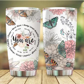 Jesus Tumbler You Are Tumbler Butterfly Flower Pattern Christian Gifts for Women Birthday Gifts for Women Mom Friend Religious Gifts 20oz Stainless Steel with Lid Cold & Hot Water Coffee - Thegiftio UK