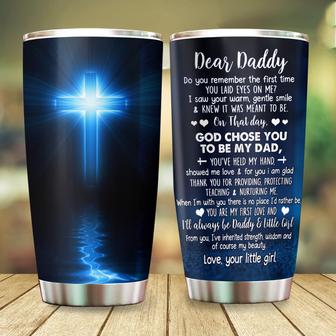 Jesus Tumbler Dear Daddy Tumbler God Chose You To Be My Dad Cross Christian Gifts for Men 20oz Stainless Steel with Lid Cold & Hot Water Coffee - Thegiftio UK