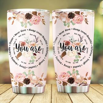 Jesus Tumbler You Are Tumbler Flower Pattern Christian Gifts for Women Birthday Gifts for Women Mom Friend Religious Gifts 20oz Stainless Steel with Lid Cold Hot Water Coffee - Thegiftio UK