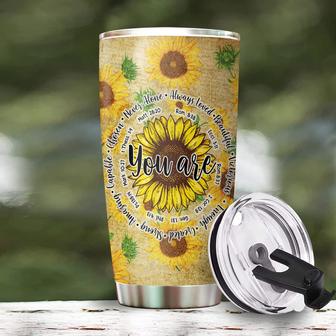 Jesus Tumbler You Are Tumbler Sunflower Pattern Christian Gifts for Women Birthday Gifts for Women Mom Friend Religious Gifts 20oz Stainless Steel with Lid Cold & Hot Water Coffee - Thegiftio UK