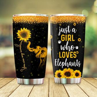 Just A Girl Who Loves Elephants Tumbler, Sunflower You Are My Sunshine Tumbler, Cute Elephant Wearing Glasses, Birthday Gifts For Women 20oz Stainless Steel with Lid Cold & Hot Water Coffee Color 2 - Thegiftio UK