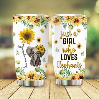 Just A Girl Who Loves Elephants Tumbler, Sunflower You Are My Sunshine Tumbler, Cute Elephant Wearing Glasses, Birthday Gifts For Women 20oz Stainless Steel with Lid Cold & Hot Water Coffee - Thegiftio UK