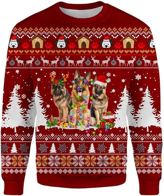 Funny Light Dog Christmas Sweaters for Women - Mens Sweater Winter Holiday Crew Neck Shirt47 Dog06 - Thegiftio UK
