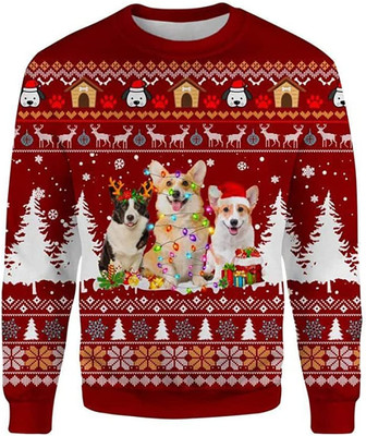 Funny Light Dog Christmas Sweaters for Women - Mens Sweater Winter Holiday Crew Neck Shirt47 Dog10 - Thegiftio UK
