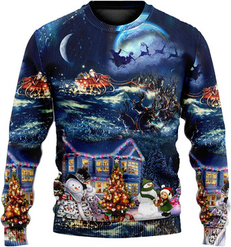 Love Santa Reindeer Christmas Sweaters for Women - Mens Sweater Winter Holiday Crew Neck Shirt42 - Thegiftio UK
