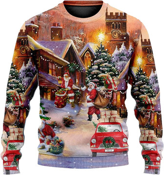 Love Santa Reindeer Christmas Sweaters for Women - Mens Sweater Winter Holiday Crew Neck Shirt42 Santa02 - Thegiftio UK